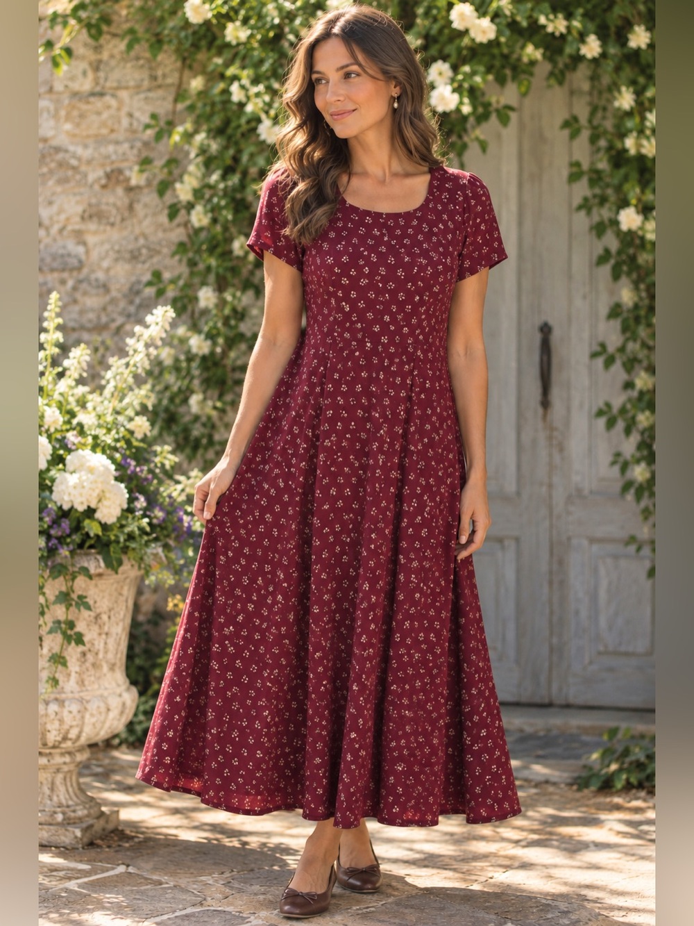 Laura Ashley NWT 100% Silk Elderberry Burgundy Floral Maxi Dress Size 12